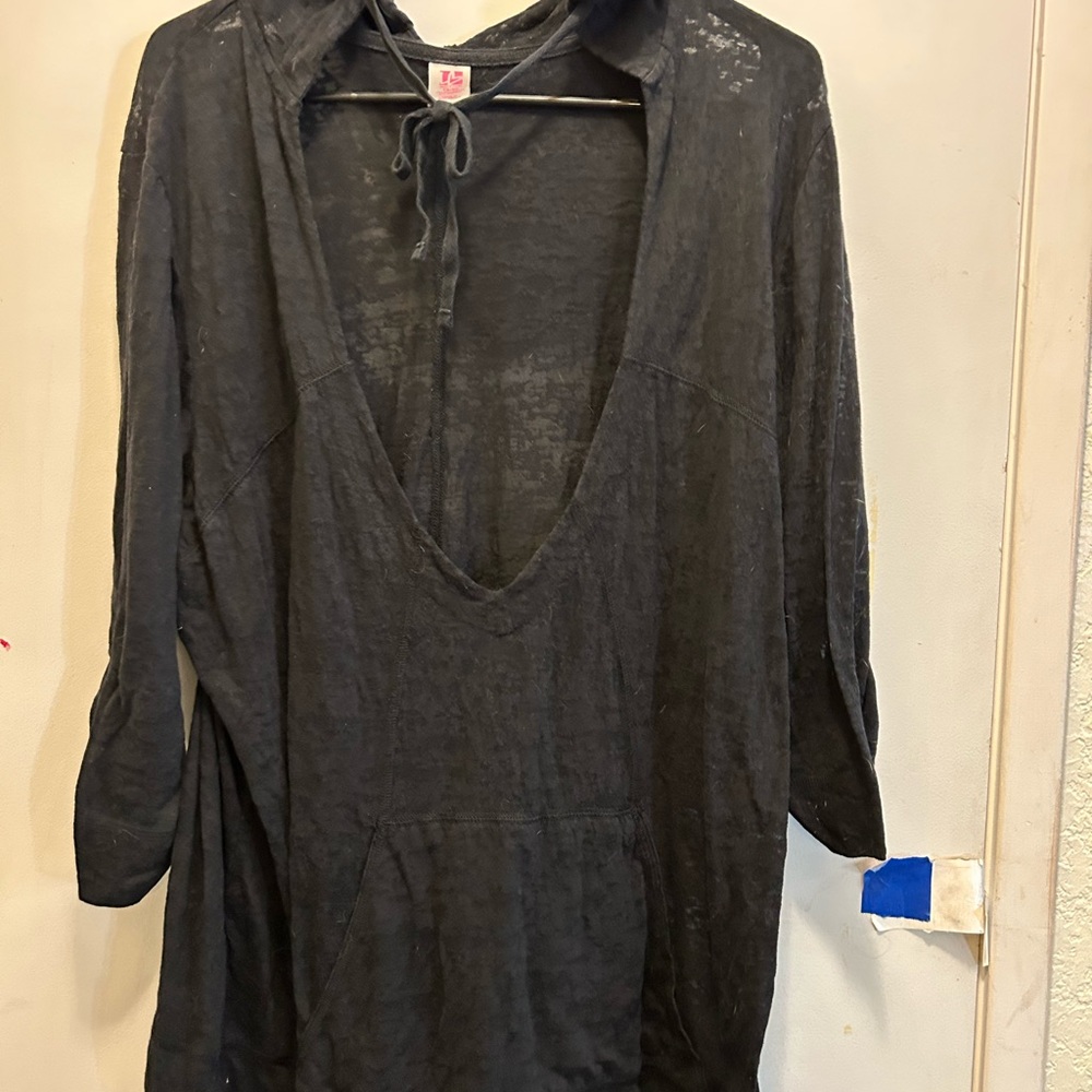 Active Black Women's Hoodie, sheer